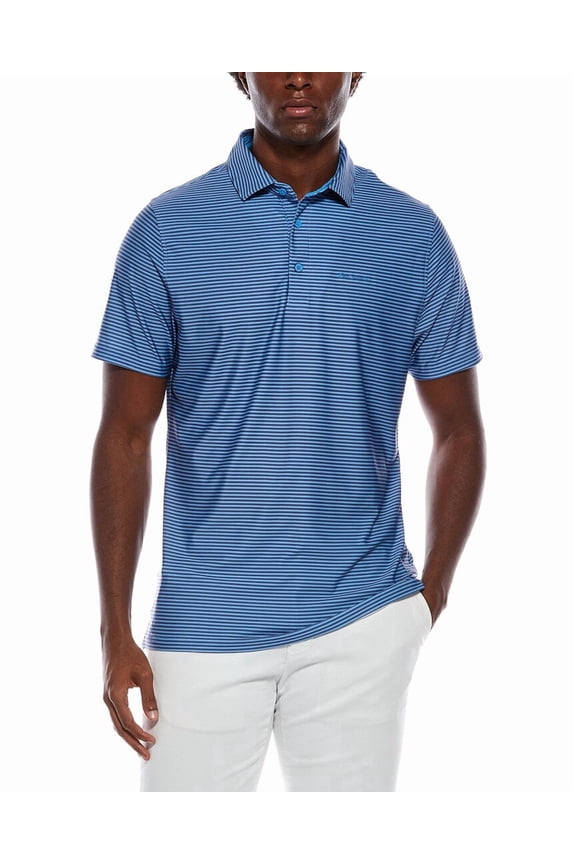 mens  Mini Stripes Tech Jersey Sports Fit Polo Shirt, XXL, Green