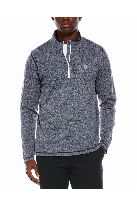 mens  Seamless Knit 1/4-Zip Pullover, m, Navy