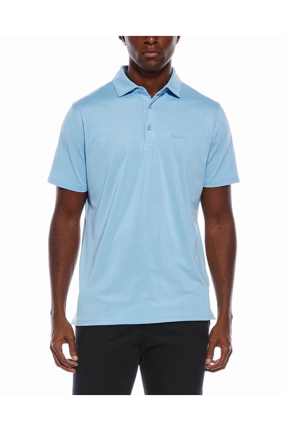 mens  Solid Air Pique Sports Fit Polo Shirt, l, Blue