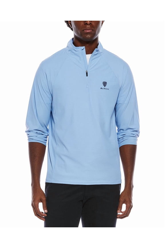 mens Solid Pique 1/4-Zip Pullover, XL, Blue