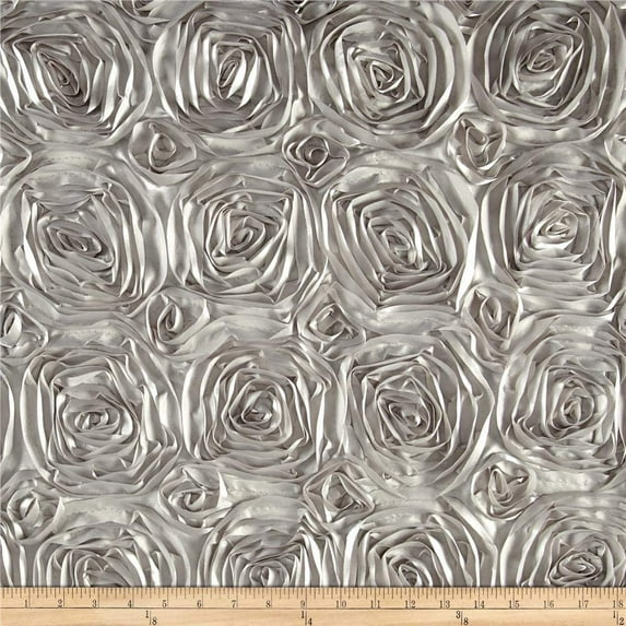 Ben Textiles 0450385 Wedding Rosette Satin Silver Fabric by the Yard