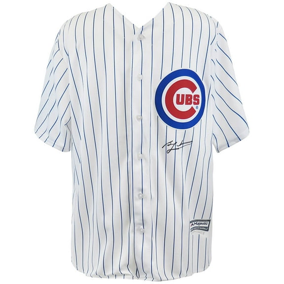 Ben Zobrist Signed Chicago Cubs White Pinstripe Majestic Replica Baseball Jersey