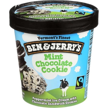 Ben and Jerrys Mint Chocolate Cookie Ice Cream, 1 Pint -- 8 per Case.