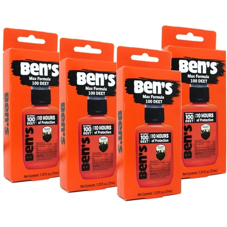 Ben's 100 Deet Tick & Insect Repellent 1.25 oz (Pack of 4)
