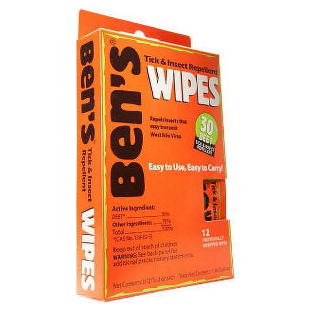Ben's 30 DEET Tick & Insect Repellent Wipes 2 Pack
