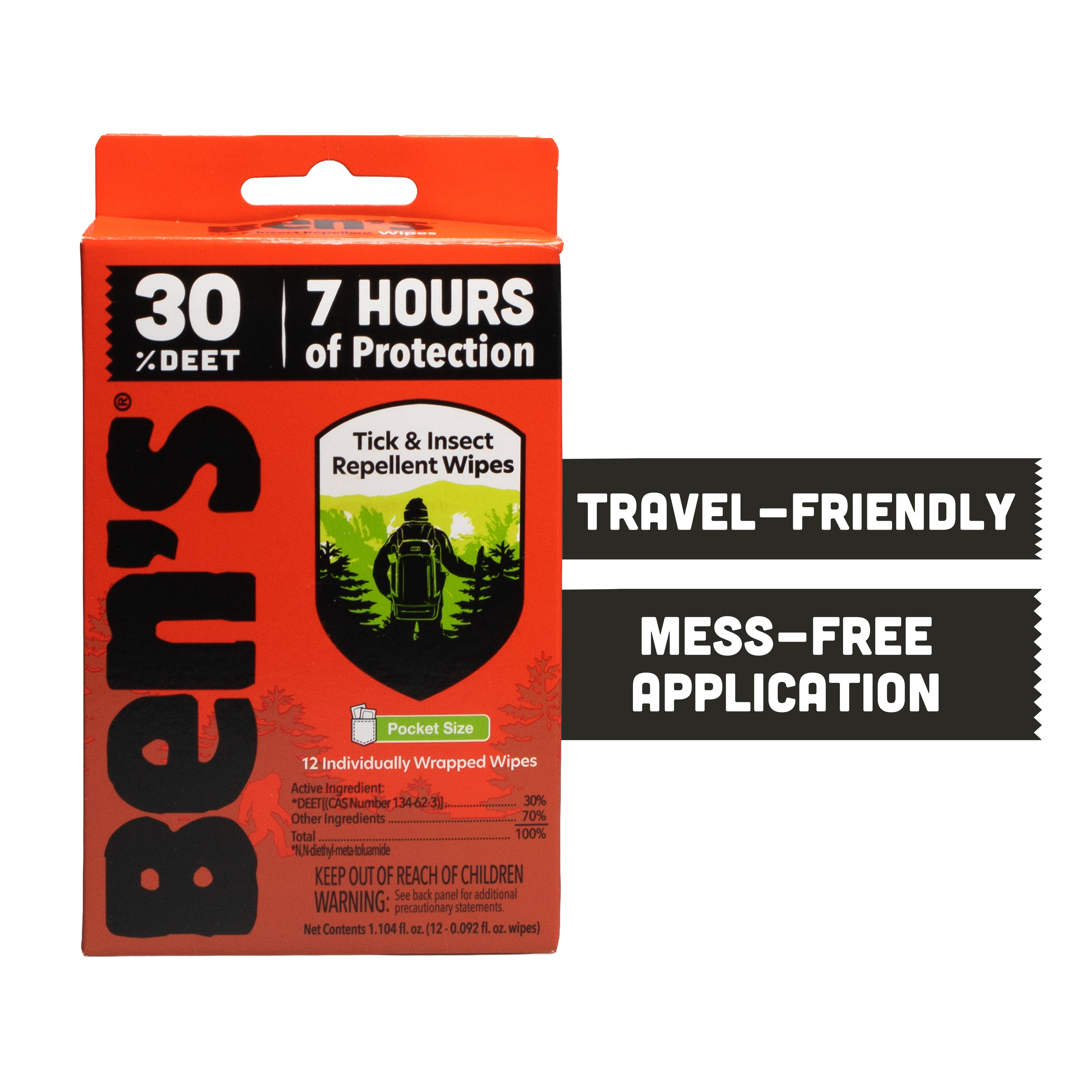 Ben's 30 Tick & Insect Repellent Wipes, 12 Count