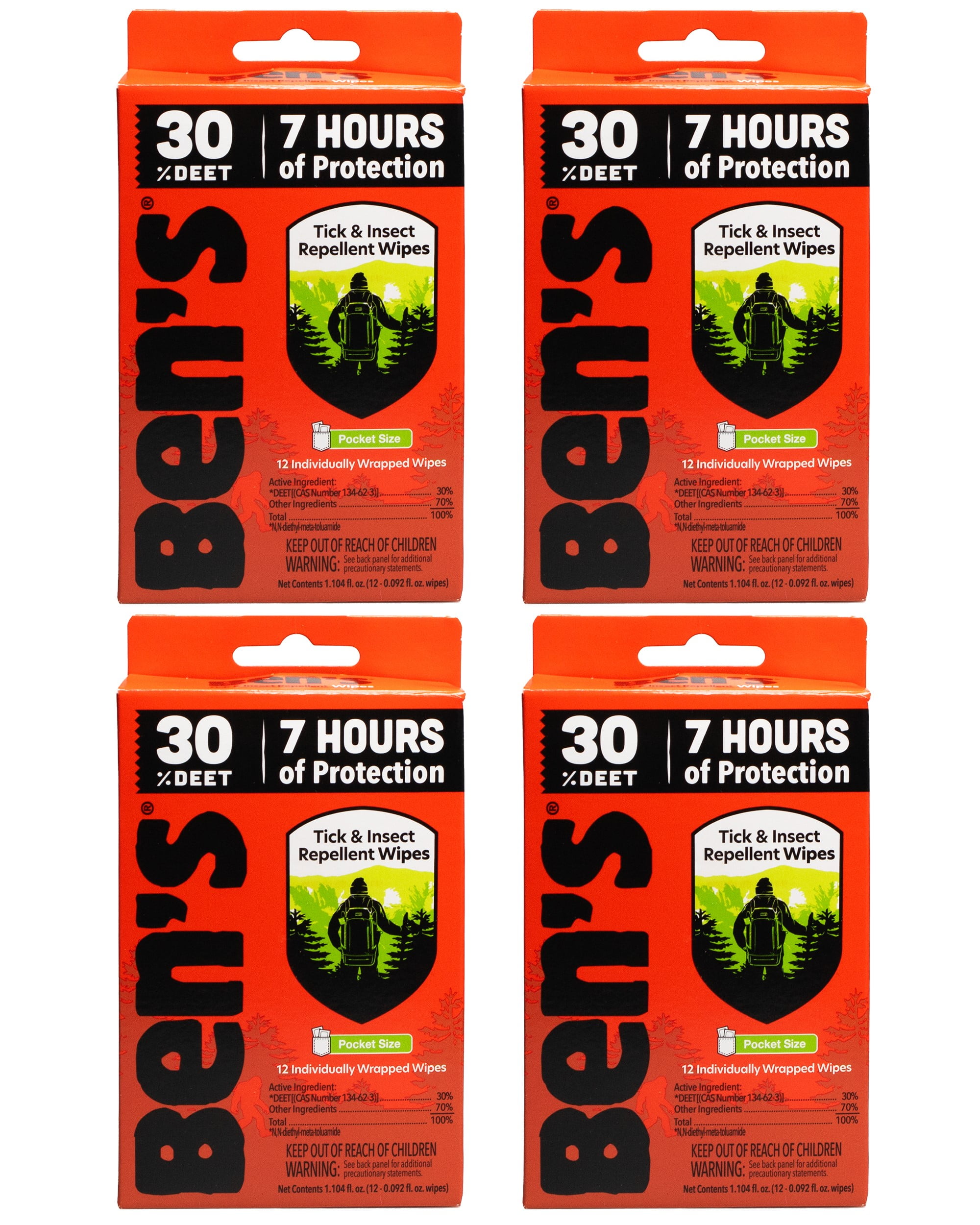 Ben's 30 Tick & Insect Repellent Wipes WaterBased Insect Repellent