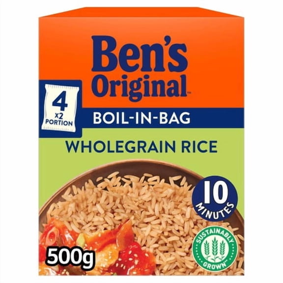 Ben's Original Boil In Bag Wholegrain Rice 4 x 125g, British Import (Pack of 2)