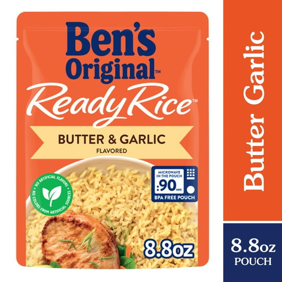 Ben's Original Butter and Garlic Flavored Ready Rice Easy Dinner Side 8.8 Ounce Pouch (Pack of 2)