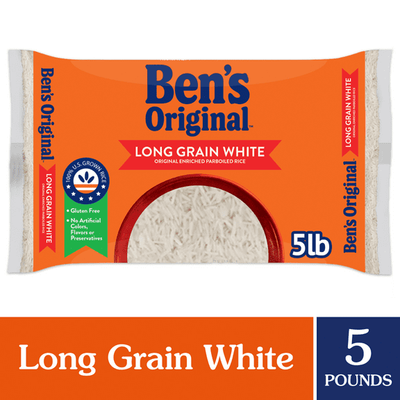 Ben's Original Enriched Long Grain White Rice, Parboiled Rice, 5 lb Bag, 5 lb