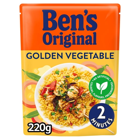 Ben's Original Golden Vegetable Microwave Rice 220G, Imported from Britain