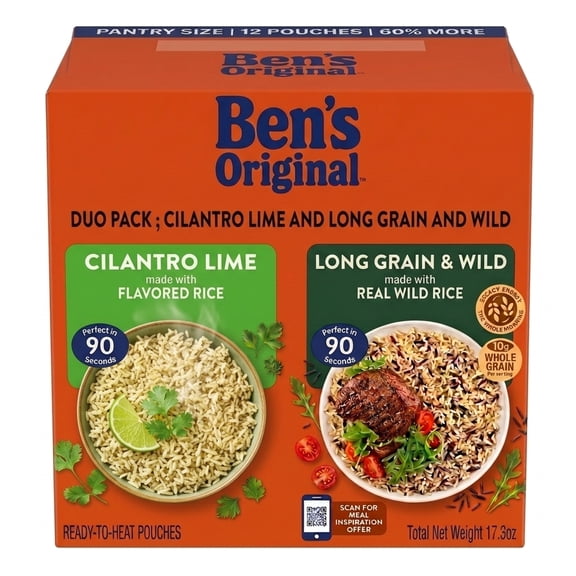 Ben's Original Long Grain & Wild Flavored Rice And Ben's Original Cilantro Lime Flavored Rice - Combo Pack, Total Net Wt. 17.3 oz