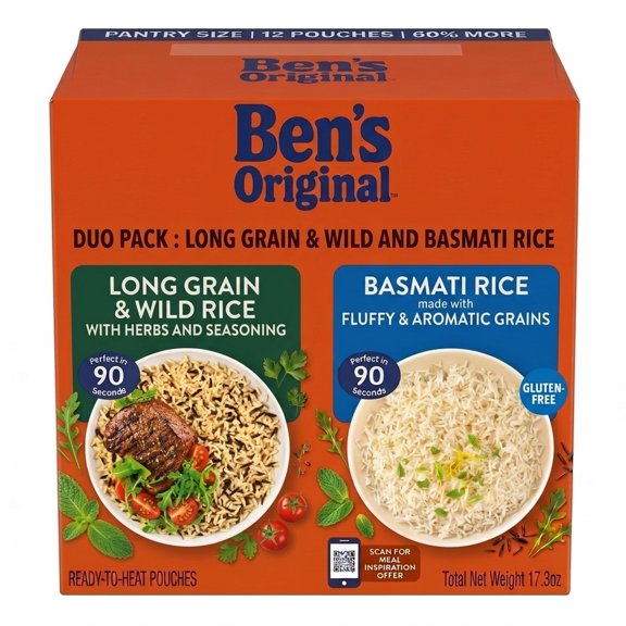 Ben's Original Long Grain & Wild Flavored Rice And Ben's Original Ready Rice Basmati Rice - Combo Pack, Total Net Wt. 17.3 oz