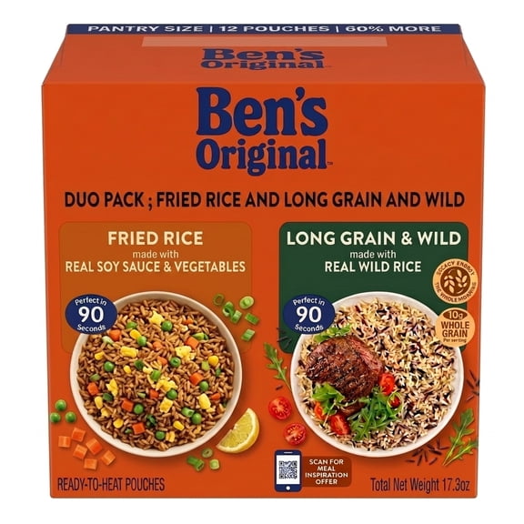 Ben's Original Long Grain & Wild Flavored Rice And Ben's Original Ready Rice Fried Rice - Combo Pack, Total Net Wt. 17.3 oz