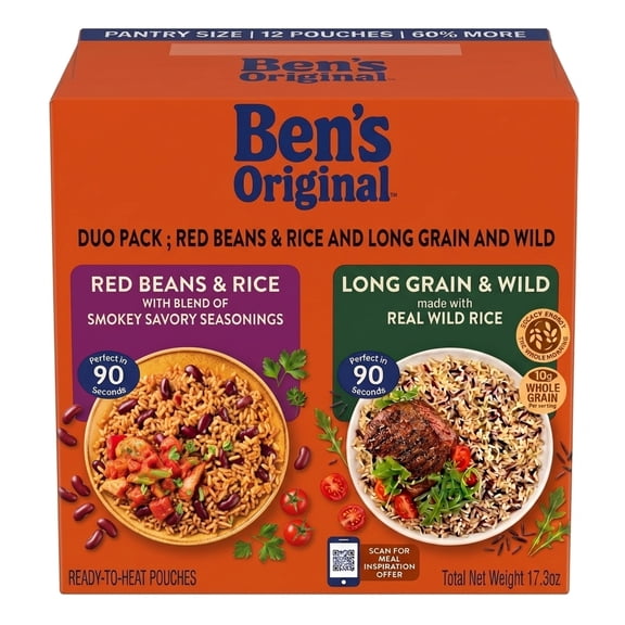 Ben's Original Long Grain & Wild Flavored Rice And Ben's Original Ready Rice Red Beans & Rice - Combo Pack, Total Net Wt. 17.3 oz