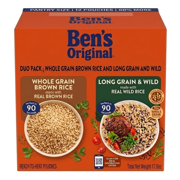 Ben's Original Long Grain & Wild Flavored Rice And Ben's Original Ready Whole Grain Brown Rice - Combo Pack, Total Net Wt. 17.6 oz