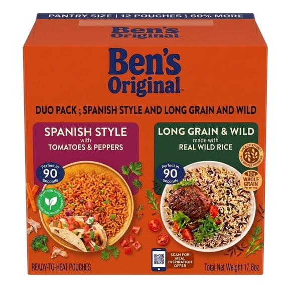 Ben's Original Long Grain & Wild Flavored Rice And Ben's Original Spanish Style Flavored Rice - Combo Pack, Total Net Wt. 17.6 oz