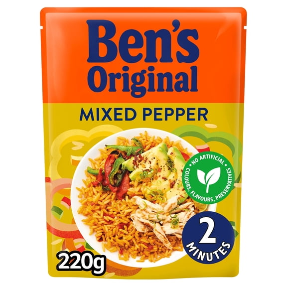 Ben's Original Mixed Pepper Microwave Rice 220g, Imported from Britain