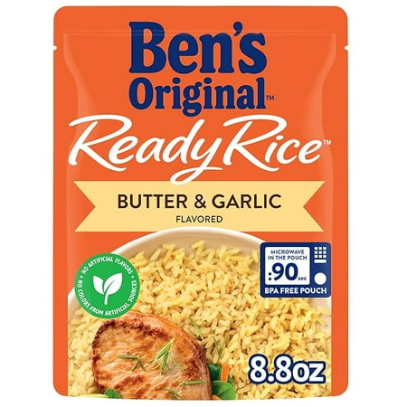 BEN'S ORIGINAL Ready Rice Butter and Garlic Flavored Rice, Easy Dinner Side, 8.8 oz Pouch (Pack of 3)