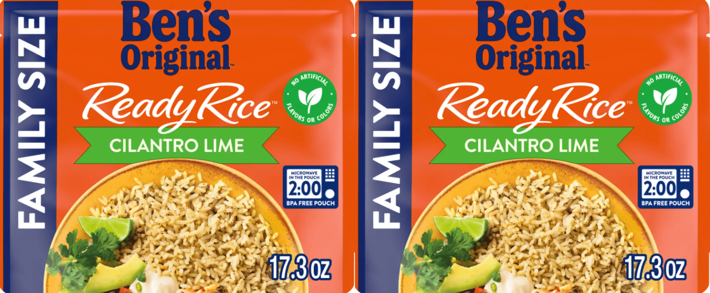 Ben's Original Ready Rice Cilantro Lime Family Size, 17.3 oz - Pack of 2 - Grocery Staple, Easy Prep, Family Favorite, Pantry Essential, Quick Meal