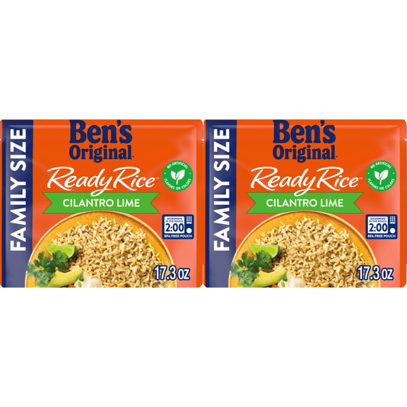 Ben's Original Ready Rice Cilantro Lime Family Size, 17.3 oz - Pack of 2 - Grocery Staple, Easy Prep, Family Favorite, Pantry Essential, Quick Meal