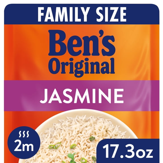 Ben's Original Ready Rice Jasmine Family Size Rice, Easy Dinner Side, 17.3 oz Pouch