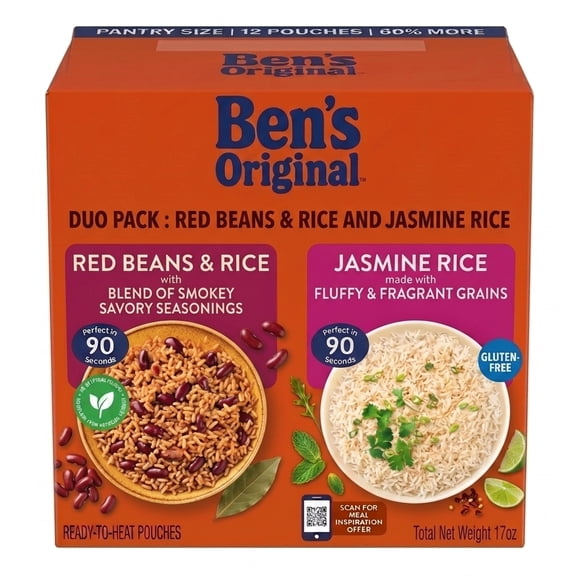 Ben's Original Ready Rice Jasmine Rice And Ben's Original Ready Rice Red Beans & Rice - Combo Pack, Total Net Wt. 17.0 oz