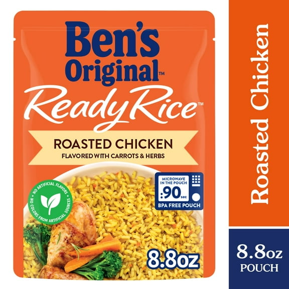 Ben's Original Ready Rice Roasted Chicken Flavored Rice, Easy Dinner Side, 8.8 oz Pouch, 8.8 oz (Packaging may vary)