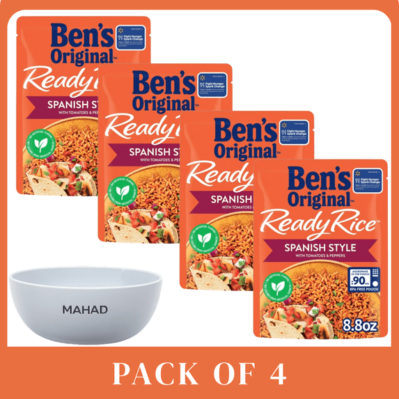Ben's Original Ready Rice Spanish Style Flavored Rice, Easy Dinner Side, 8.8 Ounce Pouch-4 pack-with Bowel by Mahad