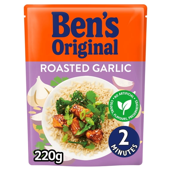 Ben's Original Roasted Garlic Microwave Rice 220g, Imported from Britain