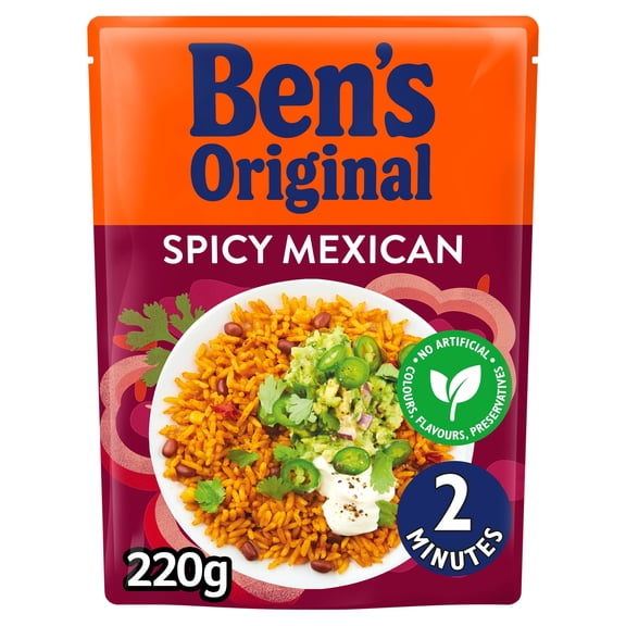 Ben's Original Spicy Mexican Microwave Rice 220G, Imported from Britain