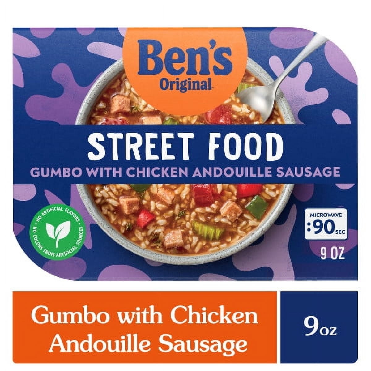 Ben's Original Street Food Gumbo Chicken Andouille Sausage 9.0 oz. Fully cooked. Heat and eat in only 90 seconds!