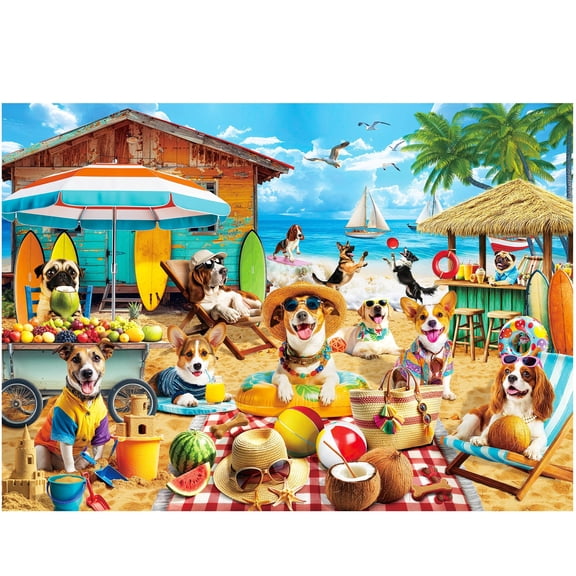 BenBen 1000 Pieces Puzzles For Adults, Dogs' Beach Party, Challenging Jigsaw Puzzle