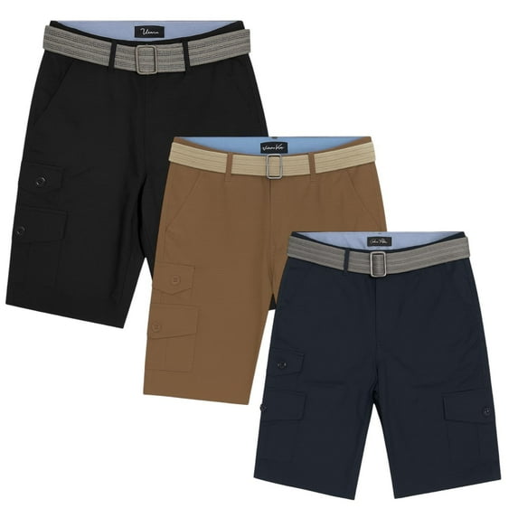 BenBen 3 Pack Mens Shorts Cargo Style With Adjustable Belt Outdoor Essential