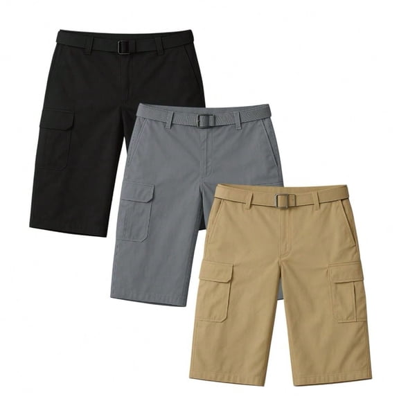 BenBen 3 Pack Mens Shorts Cargo Style With Adjustable Belt Outdoor Essential
