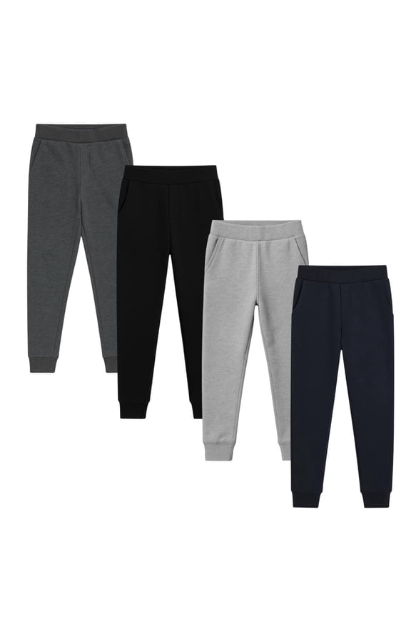 Youth Sweatpants Fleece Jogger Pants with Pockets Atheltic & Ultra Soft - 4 Pack