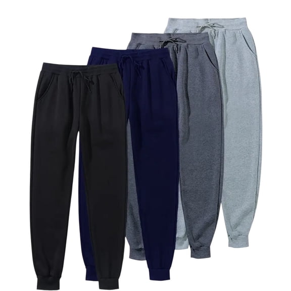 BenBen 4 Pack Men Fleece Athletic Jogger Pants with Pockets - Soft and Comfortable Sweatpants