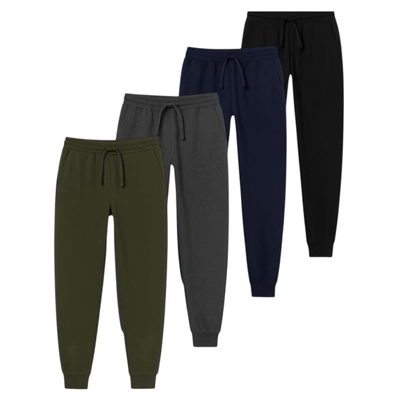 BenBen 4 Pack Men Fleece Athletic Jogger Pants with Pockets - Soft and Comfortable Sweatpants
