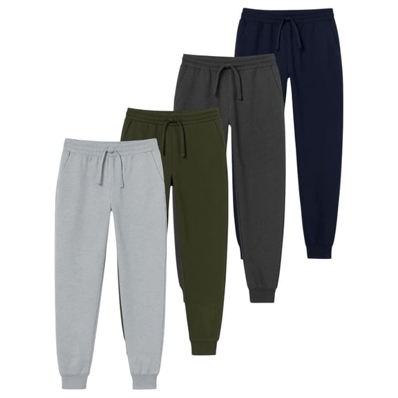 BenBen 4 Pack Men Fleece Athletic Jogger Pants with Pockets - Soft and Comfortable Sweatpants