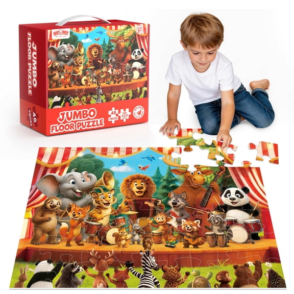 BenBen 48 Piece Puzzle for Kids Ages 3-6, Animal Concert 2 x 3 feet Jumbo Floor Puzzle for Toddlers