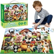 BenBen Floor Puzzles for Kids Ages 3-6, Farm Animals, 48 Piece Large Jigsaw Puzzles for Girls Boys