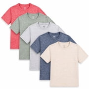 BenBen 5-Pack Youth Boy T Shirts Short Sleeve Moisture Wicking Performance Tees Everyday Wear Gym