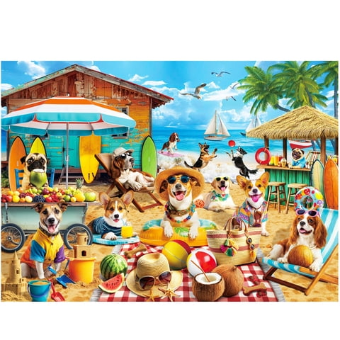 BenBen 500 Pieces Puzzles For Adults, Dogs' Beach Party, Challenging Adult Jigsaw Puzzle