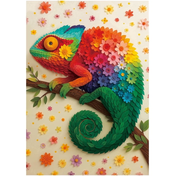 BenBen Puzzles for Adults 500 Pieces, Floral Chameleon Jigsaw Puzzles, 19.5 in x 13.5 in