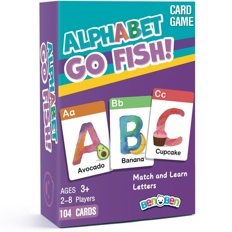 BenBen Alphabet Go Fish Card Game for Kids 3+, Memory Matching, Preschool Learning, 104 Oversized ABC Cards - Walmart.com benben-alphabet-go-fish-card-game-for-kids-3-memory-matching-preschool-learning-104-oversized-abc-cards-walmart-com