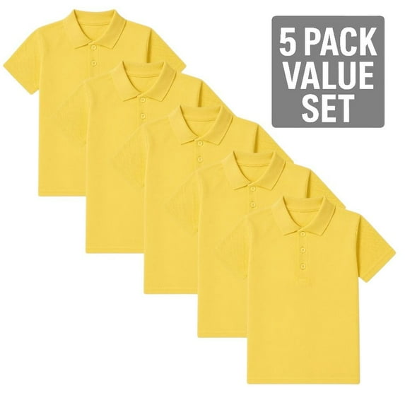 BenBen Boys Polo Shirts 5-Pack – Short Sleeve Cotton Uniform Shirts for School, Casual & Daily Wear Size 4y to 16y