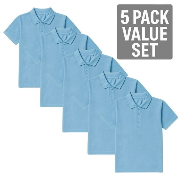 BenBen Boys Polo Shirts 5-Pack – Short Sleeve Cotton Uniform Shirts for School, Casual & Daily Wear Size 4y to 16y