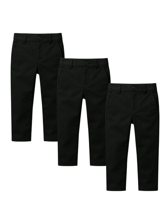 Boys Uniform Chino Pants 3-Pack – School Dress Pants for Kids Size 6y to 20y