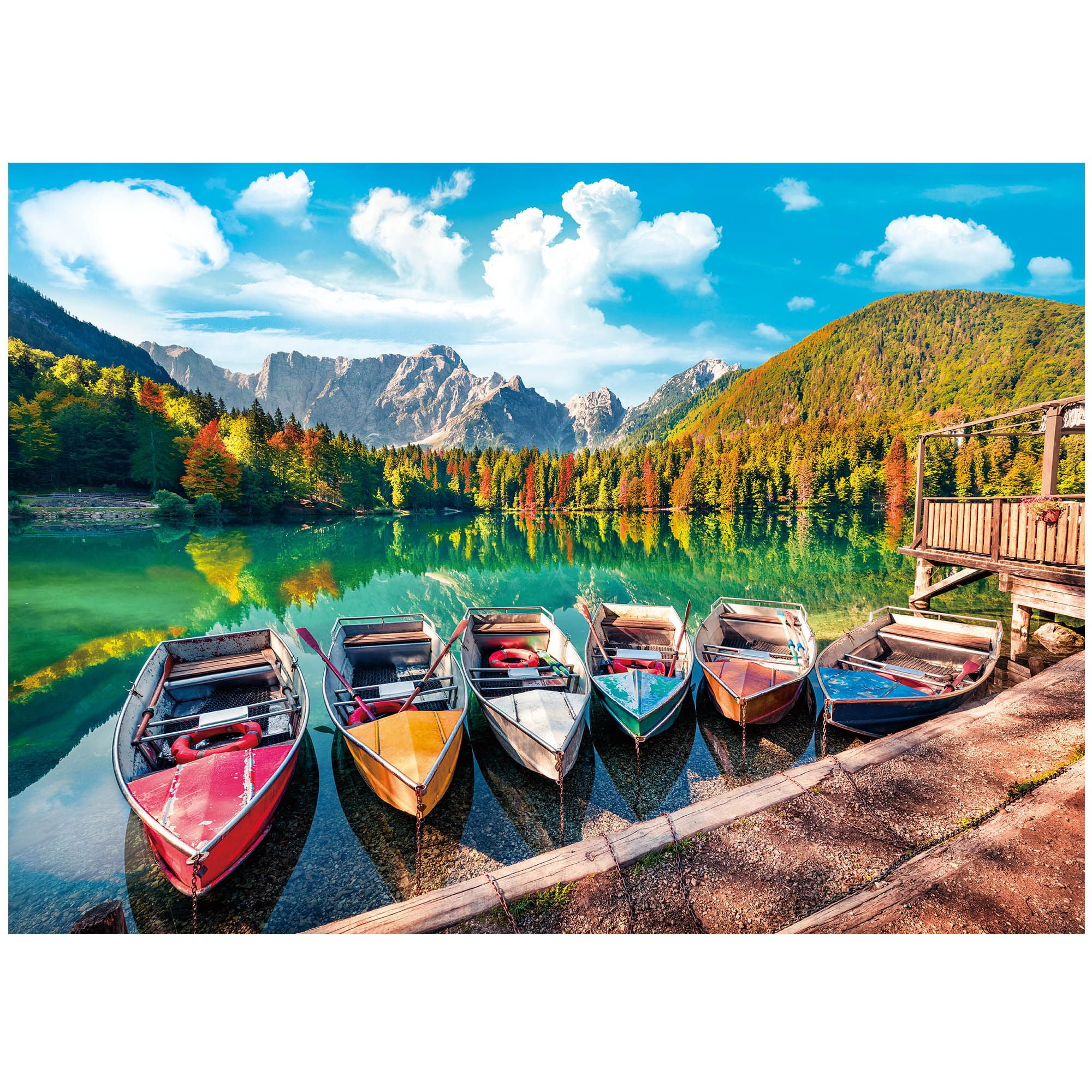 BenBen 1000 Piece Puzzle, Vibrant Lake Scene with Rowboats