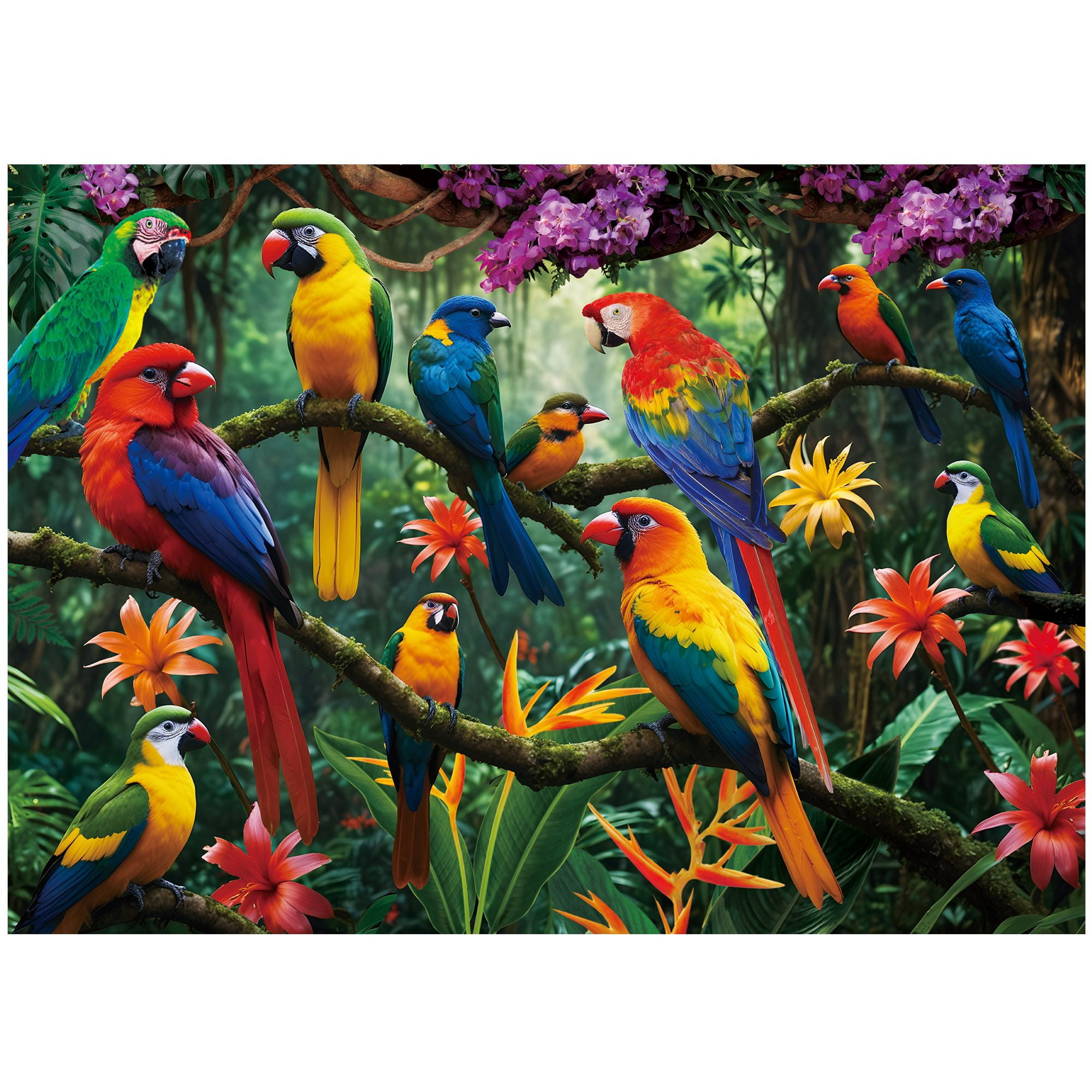 BenBen Jigsaw Puzzles 1000 Pieces for Adults Ages 12+, Parrots in the Jungle, 27.5 x 19.7 in